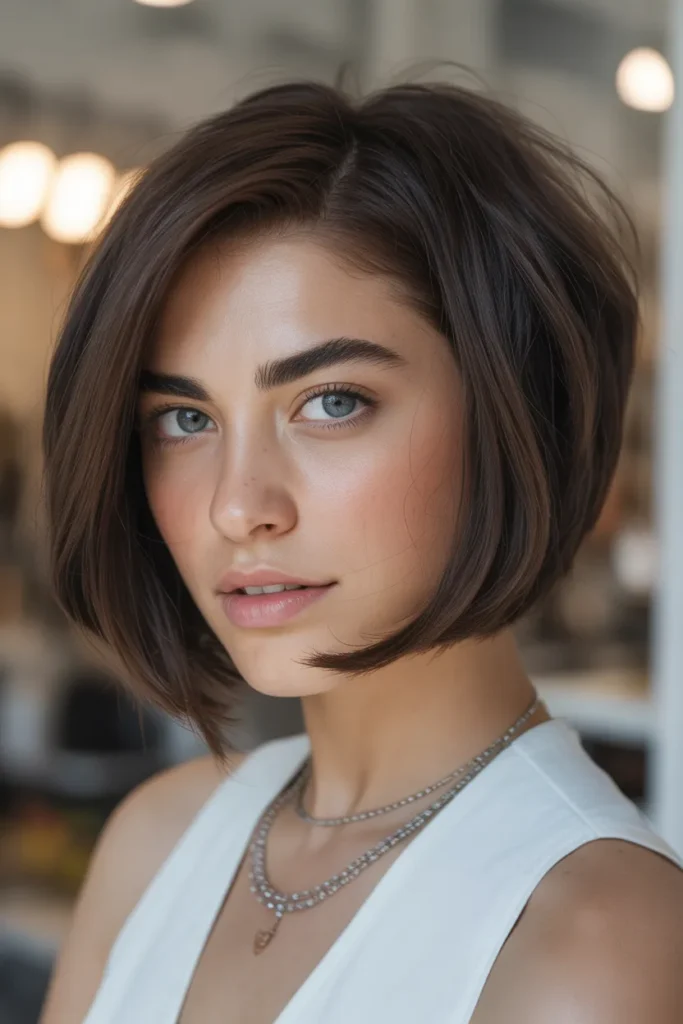 Angled Short Bob with Side Part