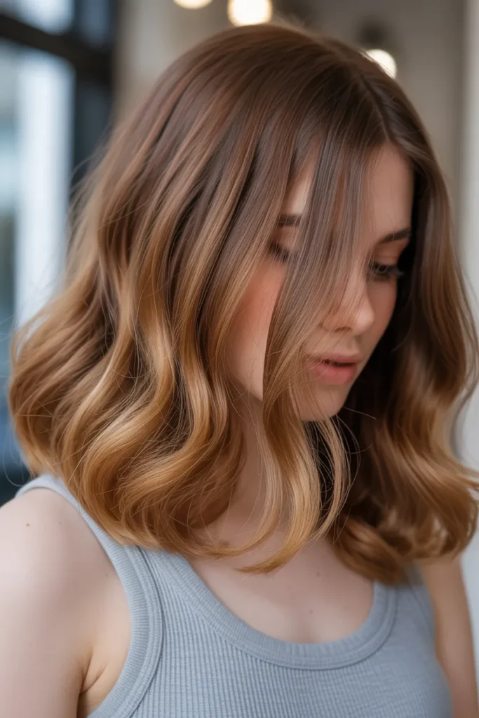Auburn Balayage on Medium-Length Hair