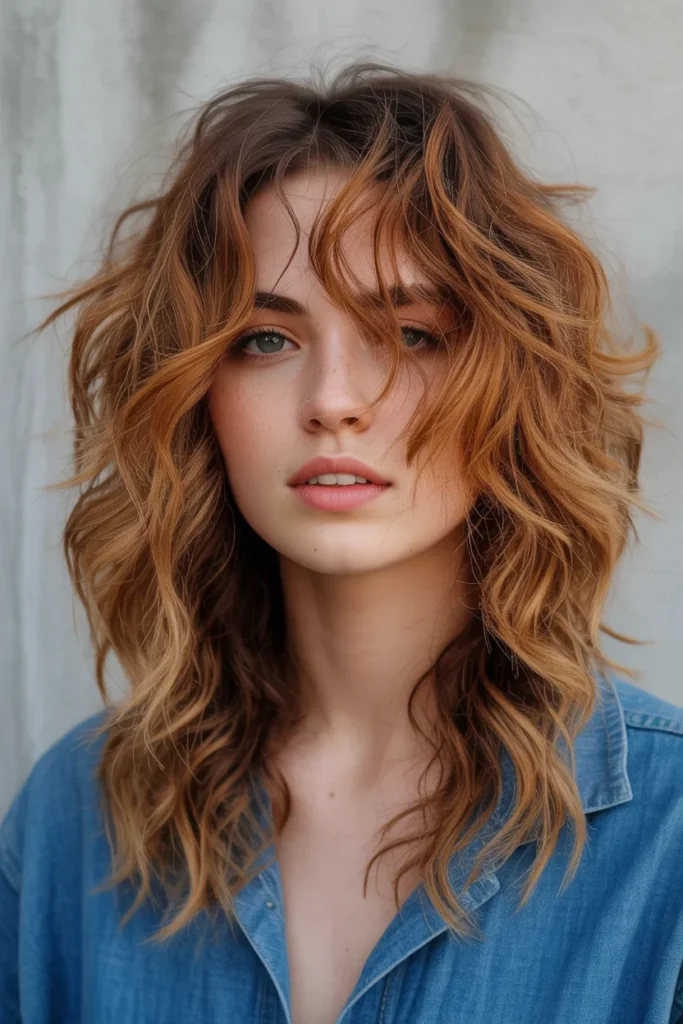 Auburn Balayage with Messy Waves