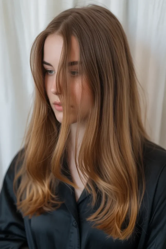 Auburn Balayage with Subtle Highlights