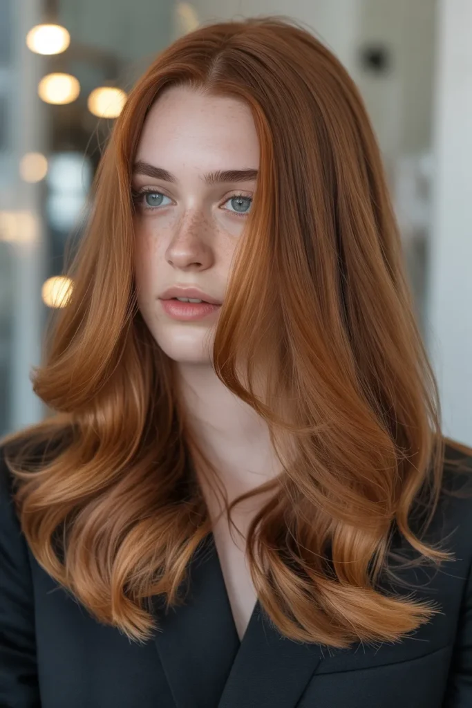 Auburn Balayage with Subtle Red Tones