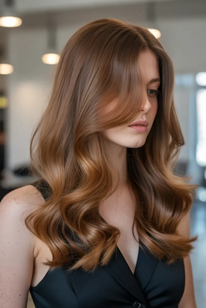 Auburn Balayage with Voluminous Blowout