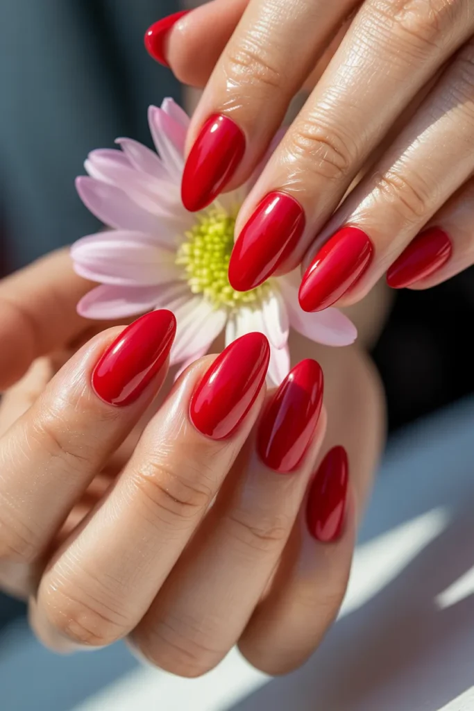 Bold Cherry Red Nails for a Striking Summer Look