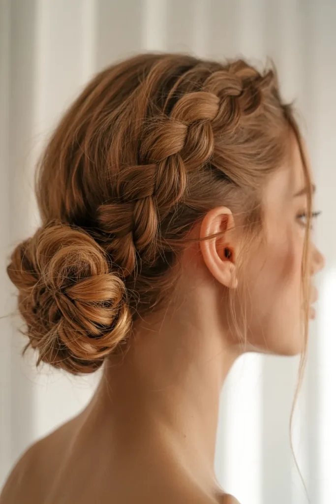 Braided Bun with Loose Strands