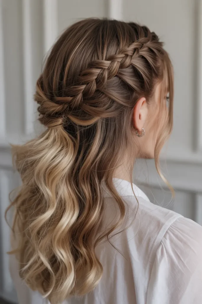 Braided Half Up with Soft Waves