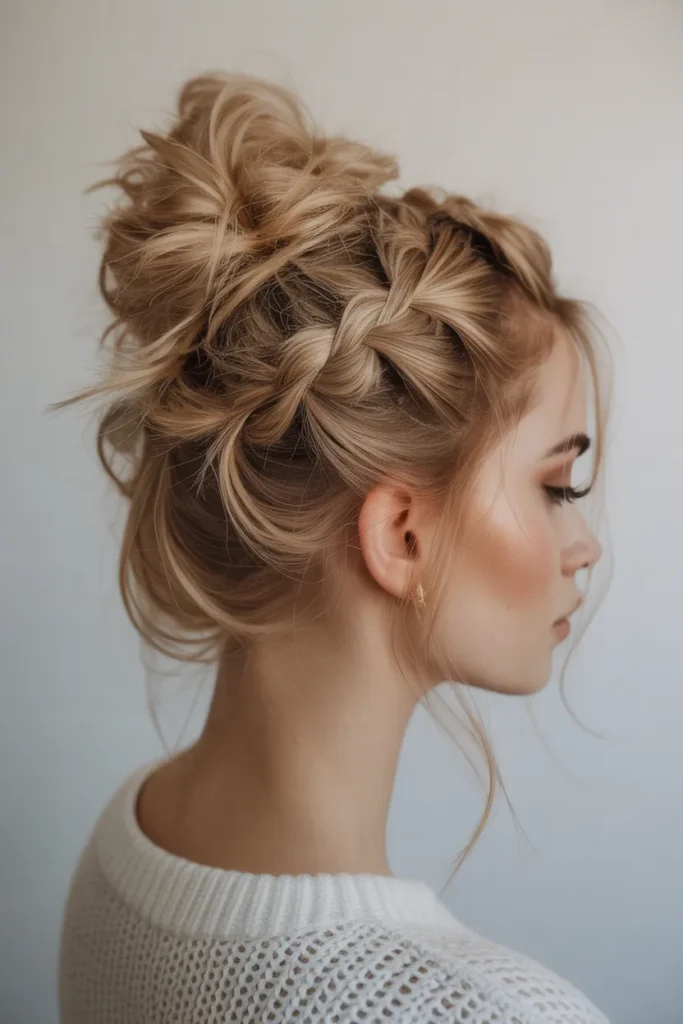Braided Messy Bun with Texture