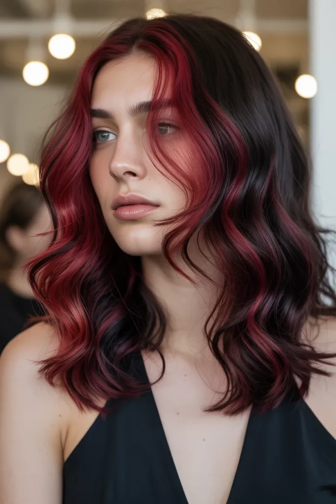 Burgundy Red and Black Calico Hair Trend