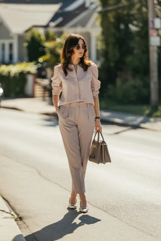 Casual Blouse with Ankle-Length Pants