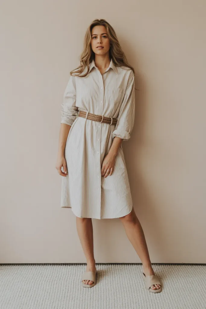 Casual Shirt Dress with Belt