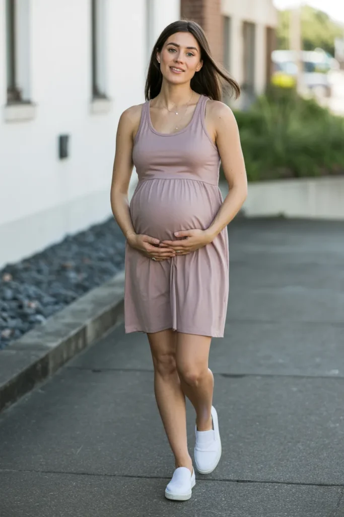 Casual Tank Dress with Slip-On Shoes