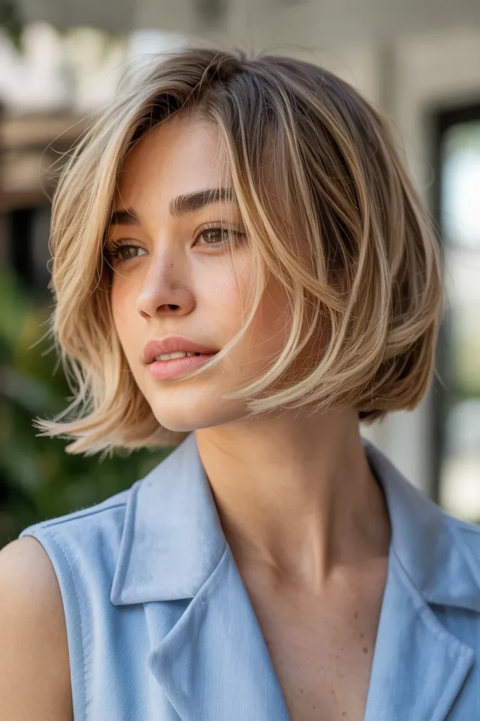 Chin-Length Bob with Feathered Layers