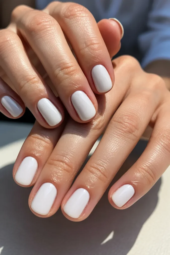  Classic White Short Nails