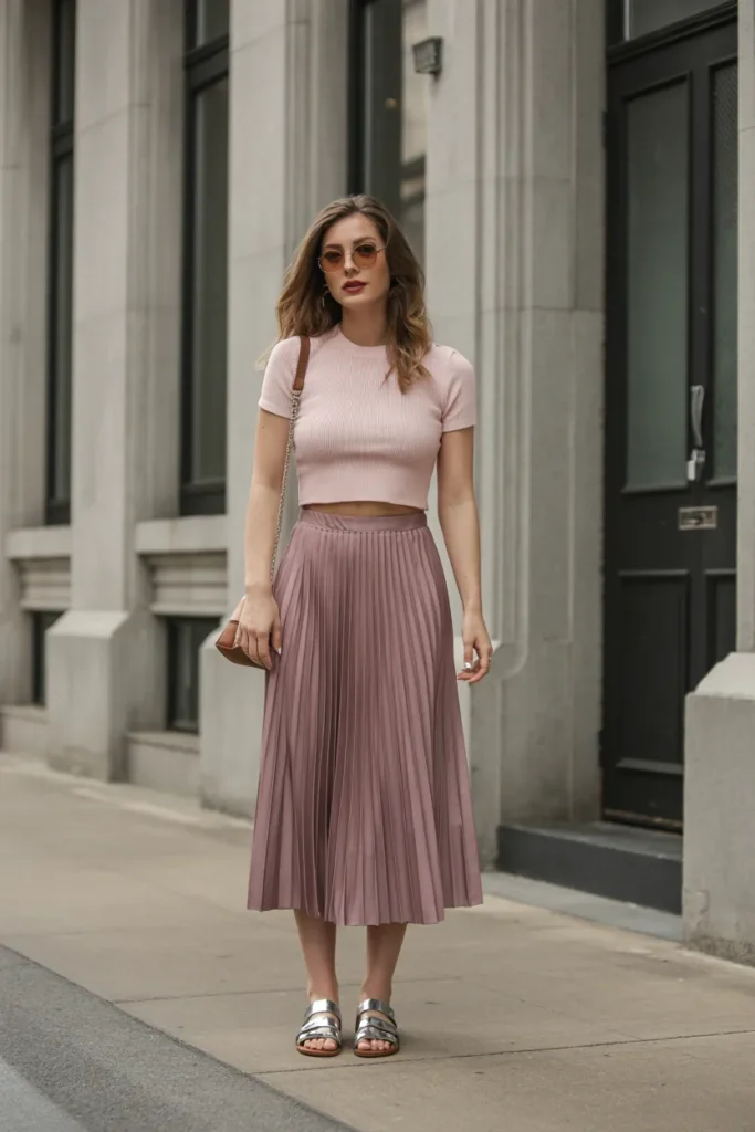 Cropped Knit Top with Midi Skirt