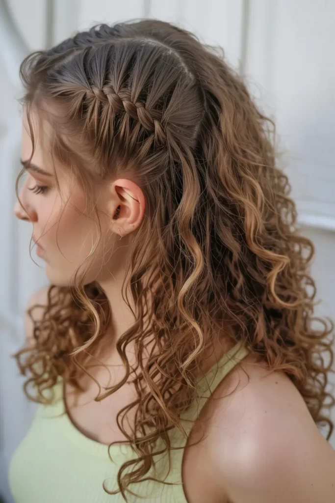 Curly Half-Up with Braids