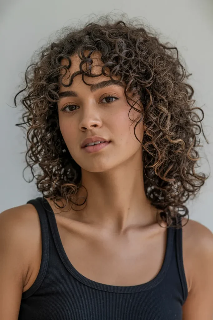 Curly Middle Part Style