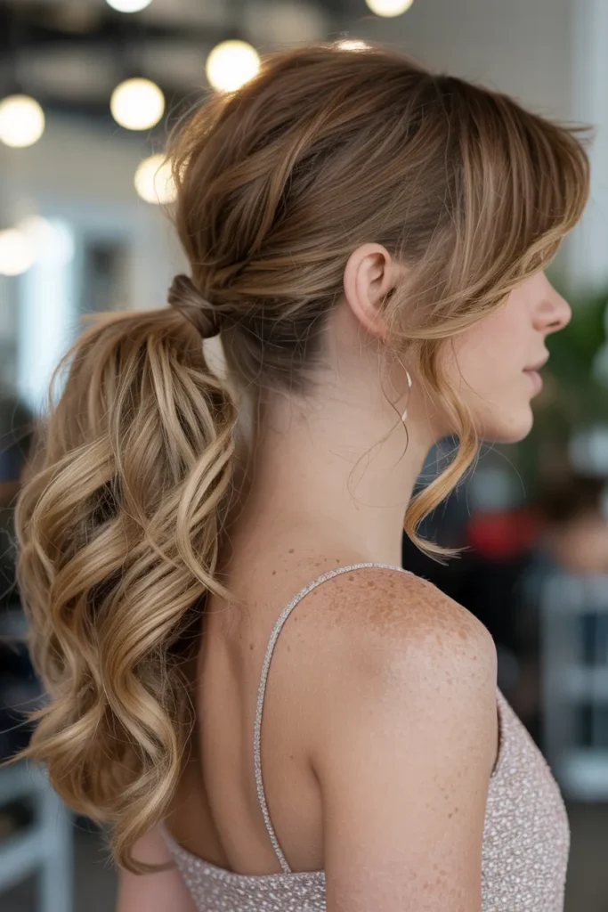 Curly Side Ponytail with Layers