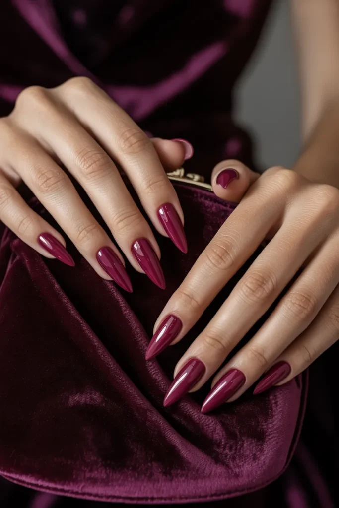 Deep Berry Pink with Velvet Matte and Glossy Geometric Lines