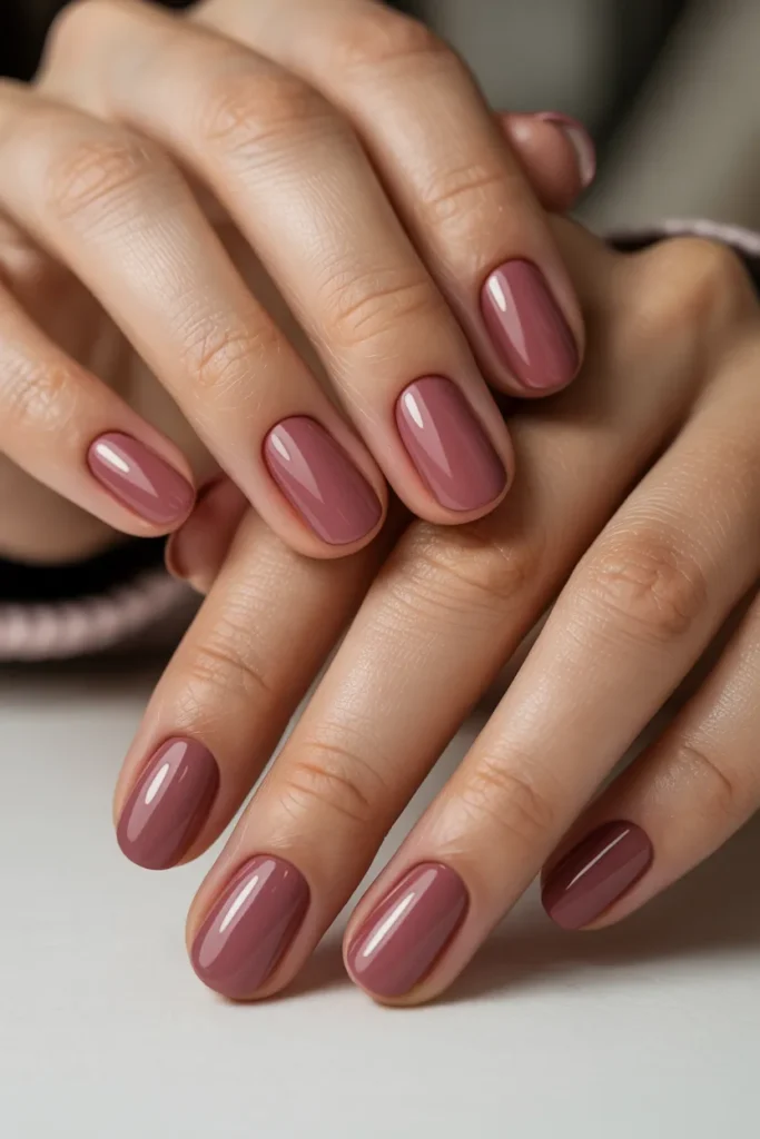 Dusty Rose Nails With Matte Finish