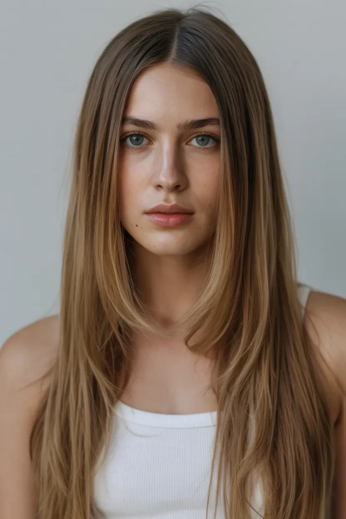 Face-Framing Layers with Straight Hair