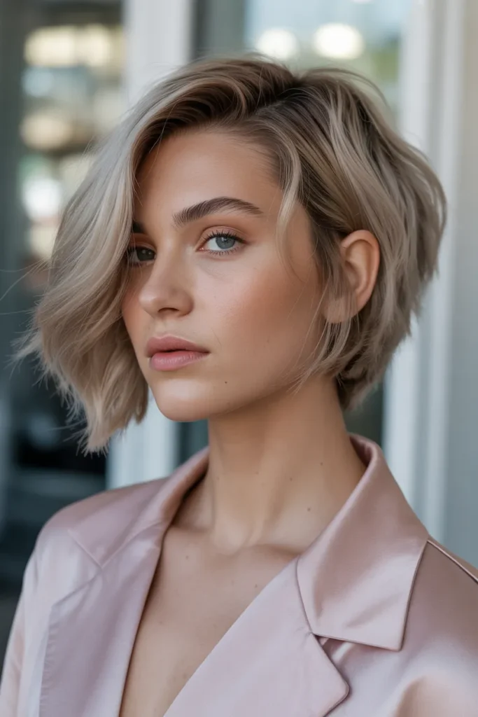 Feathered Short Cut with Side Part
