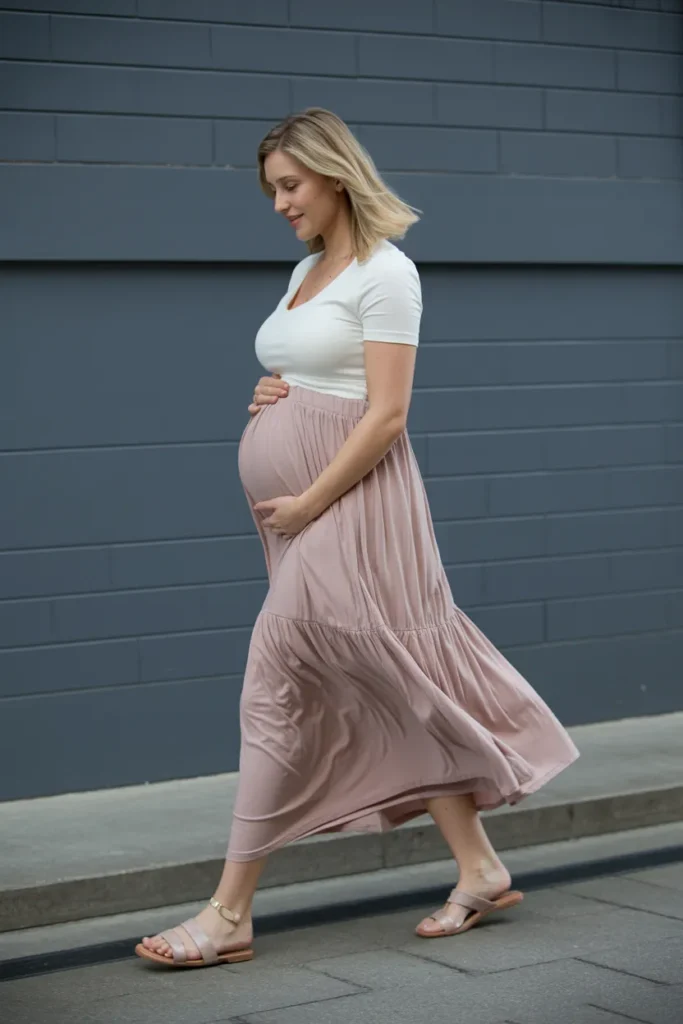 Flowy Maternity Skirt with Fitted Top