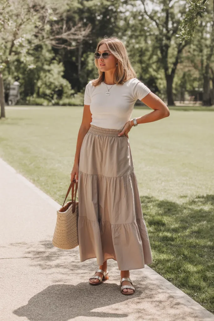 Flowy Maxi Skirt with Fitted Top