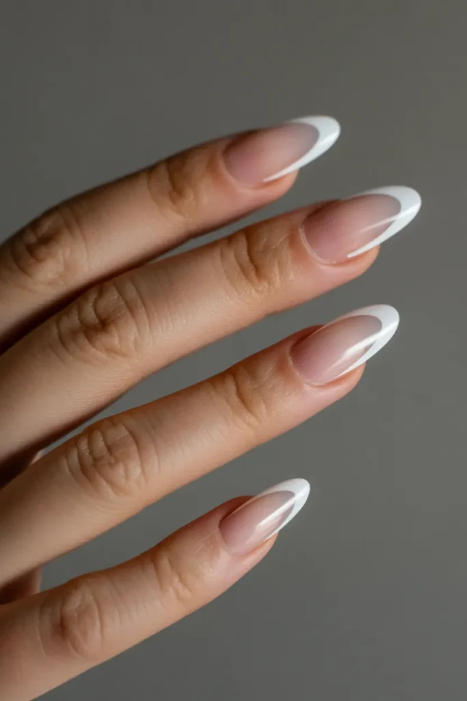 French Acrylic Nails with Soft Curve