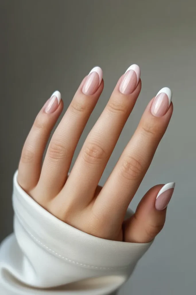 French Tip Nails with Soft Curves