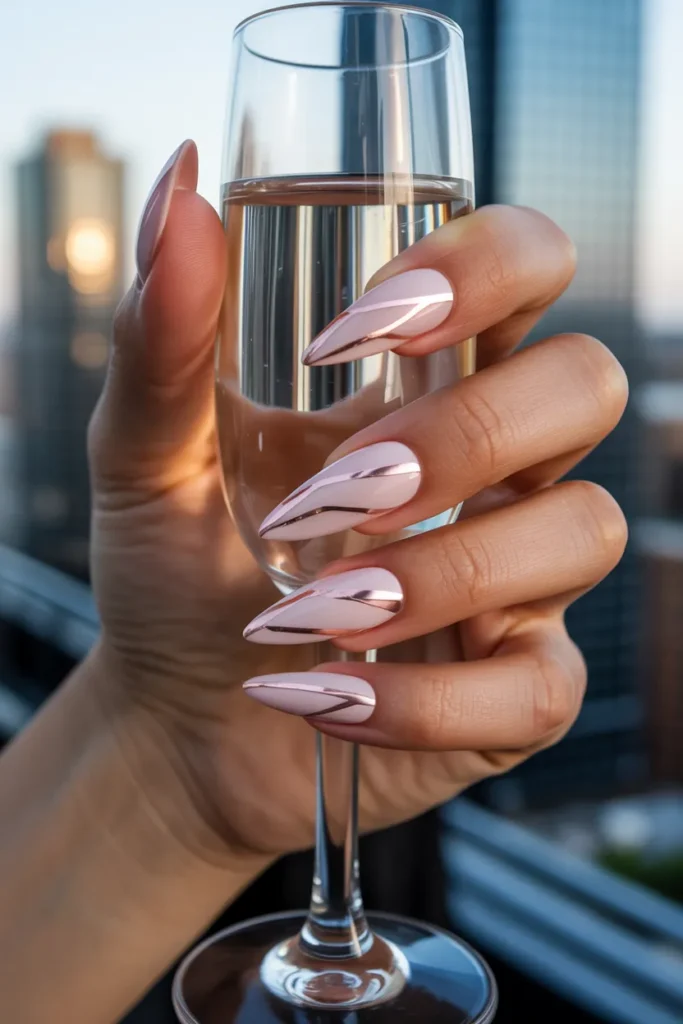 Geometric Rose Gold and Pastel Pink Negative Space