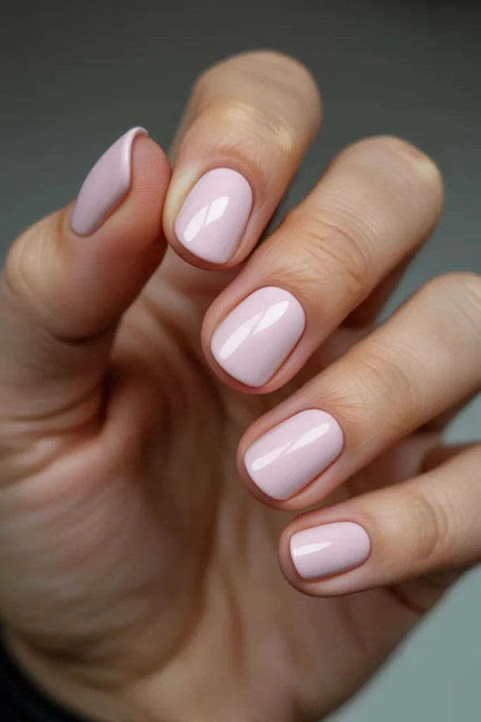 Glossy Baby Pink Short Nails