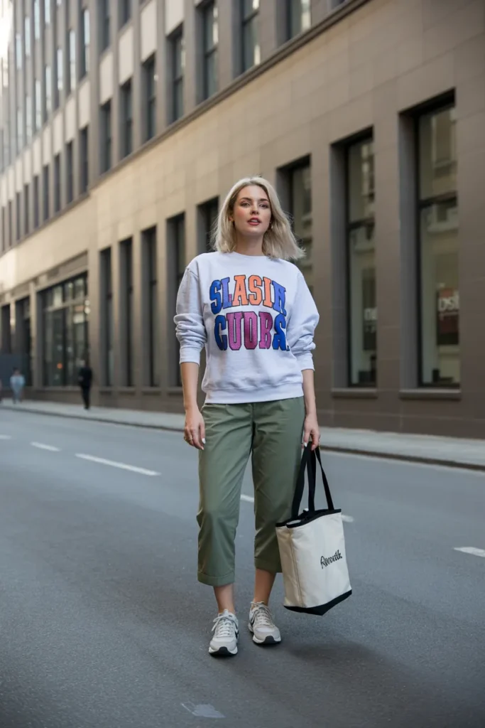 Graphic Sweatshirt with Cropped Pants