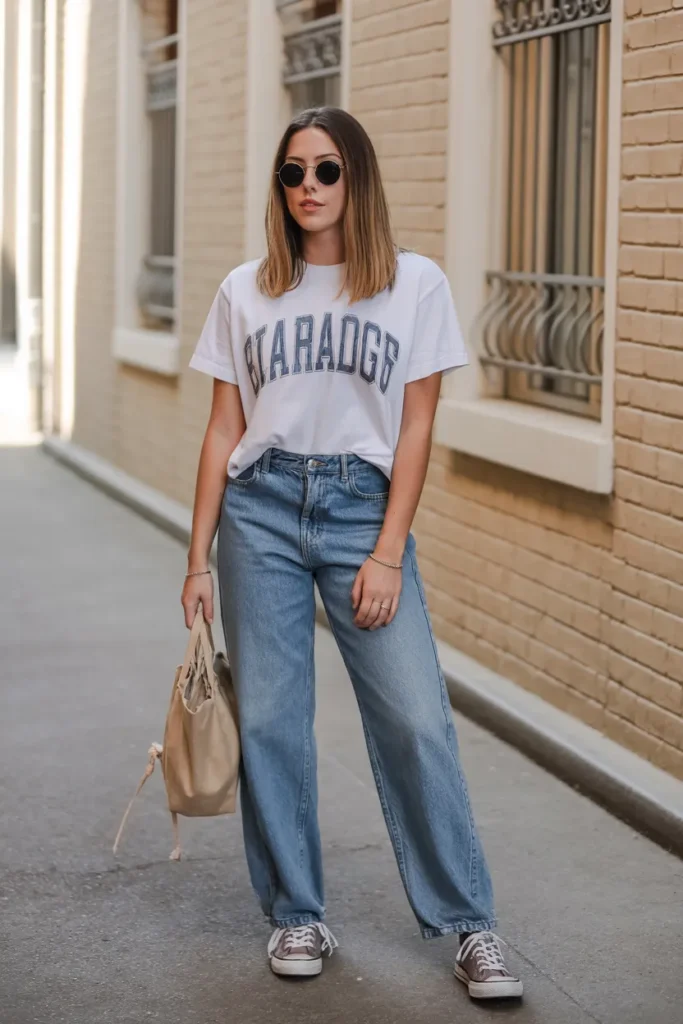 Graphic Tee with Relaxed Denim