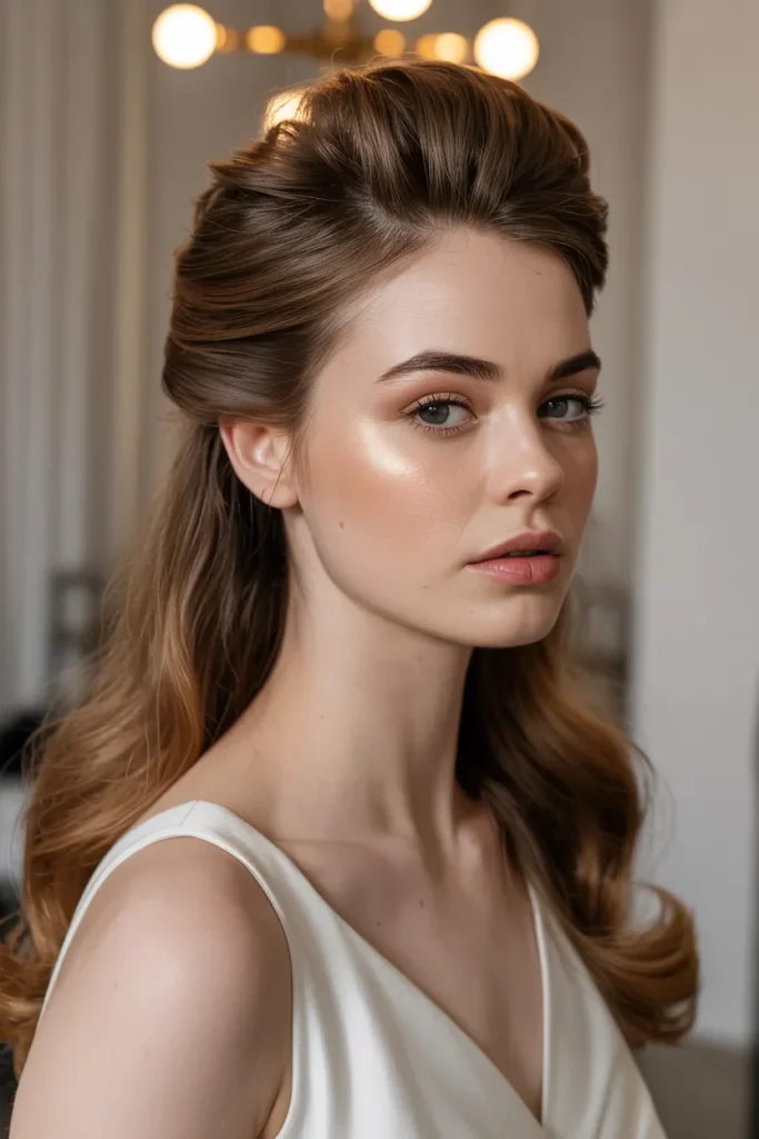 Half Up Bouffant with Smooth Finish