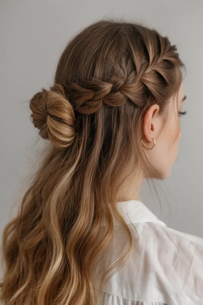 Half Up Braided Bun Style