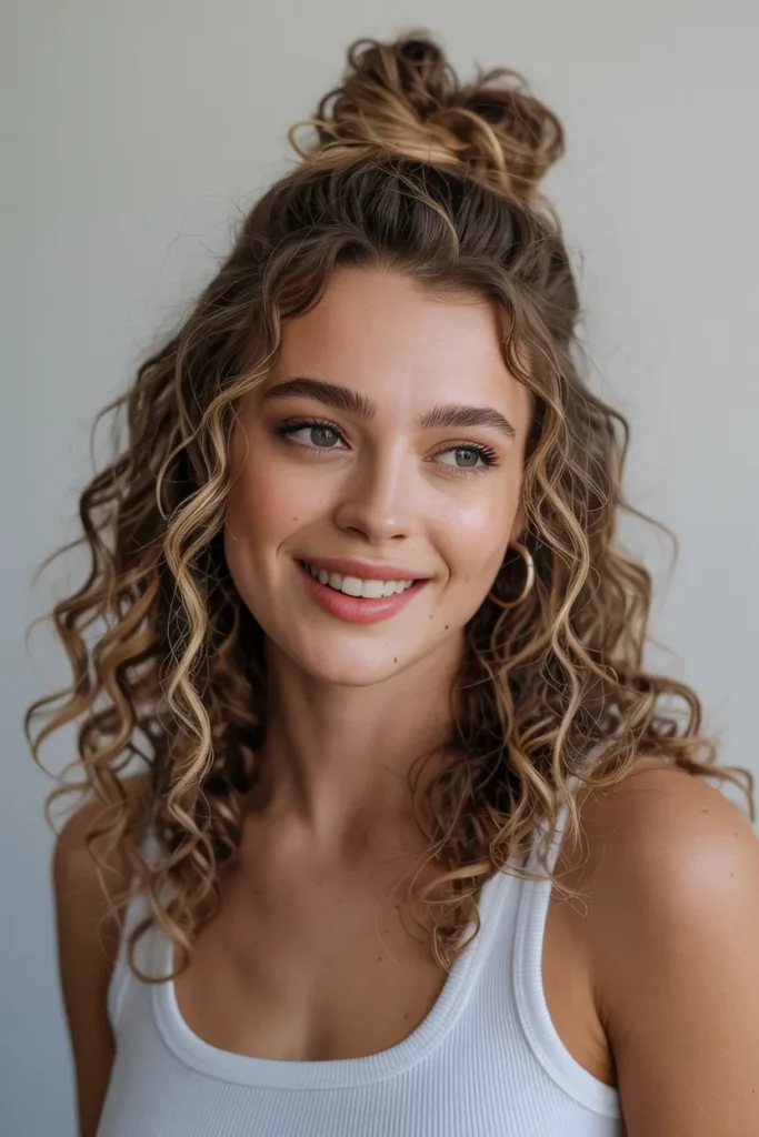 Half-Up Curly Top Knot