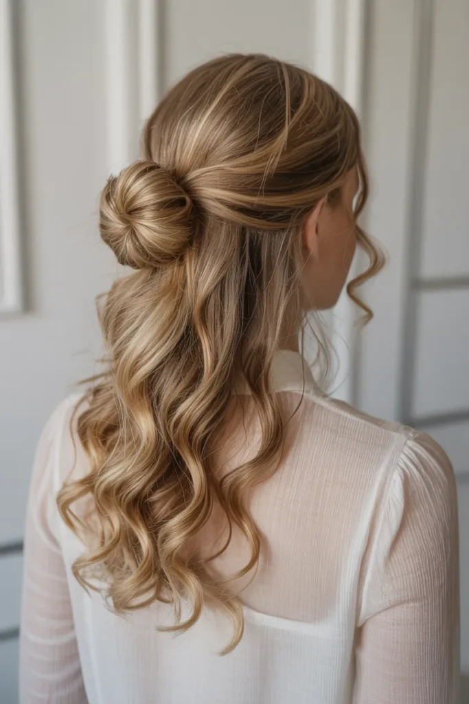 Half Up Knot with Soft Curls