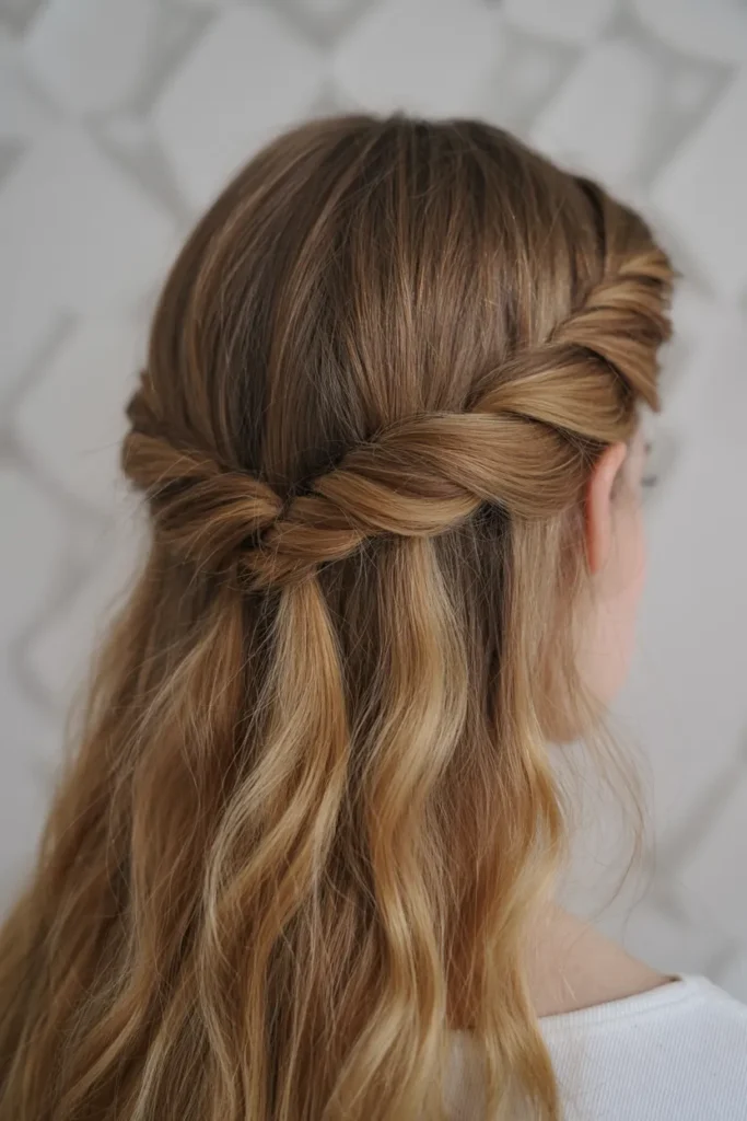 Half Up Twisted Crown Style