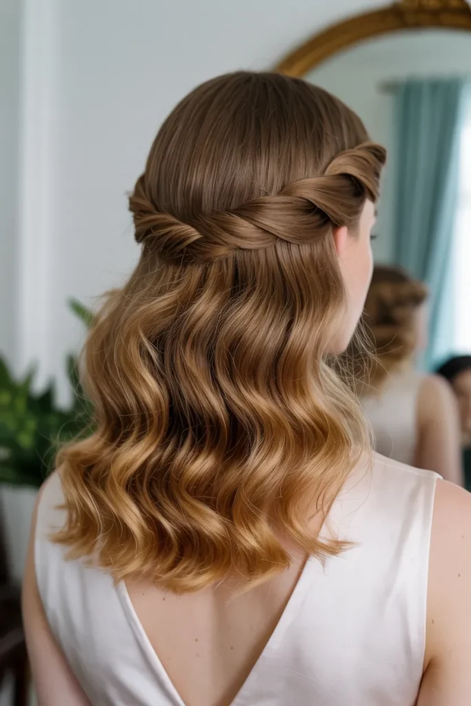 Half Up with Soft Vintage Waves