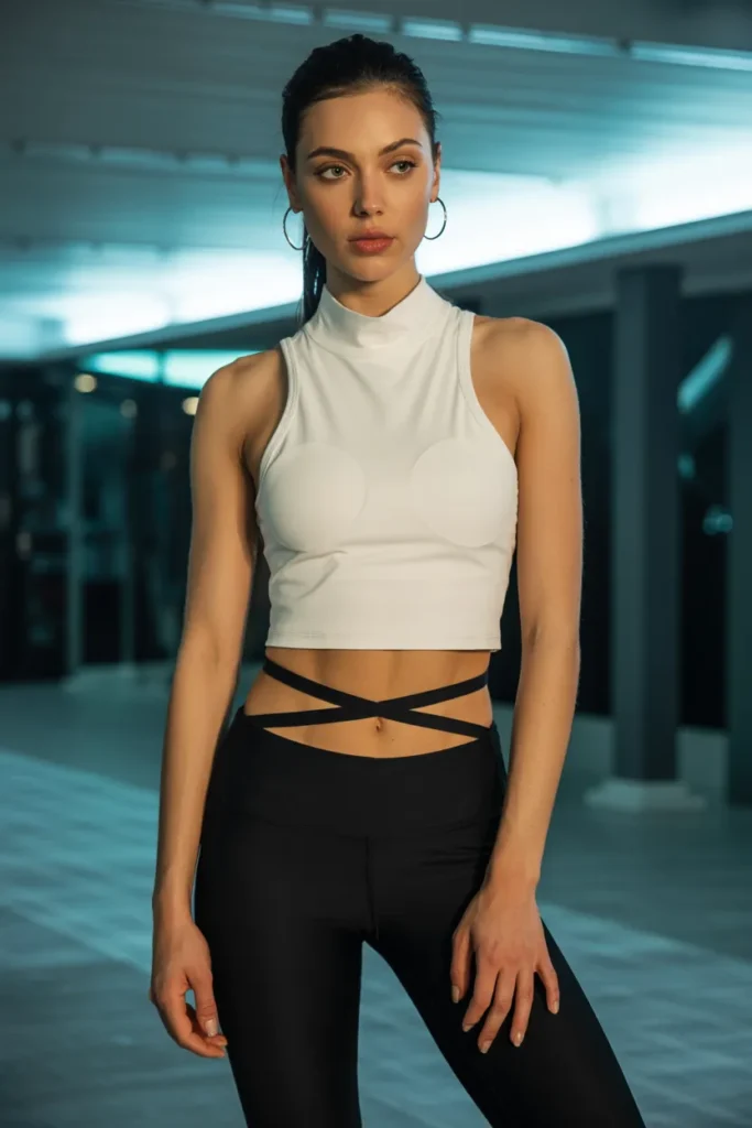 High-Neck Tank with Cross-Back Leggings