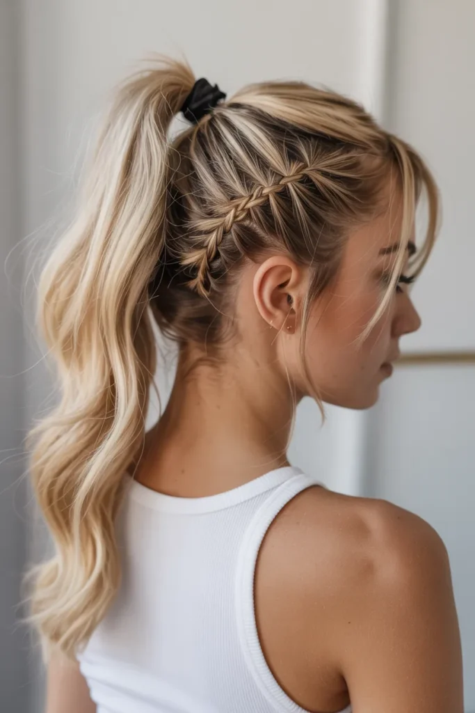 High Ponytail with Braided Accent
