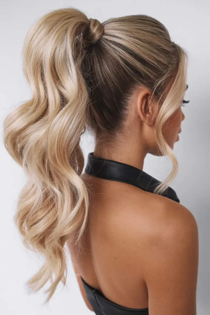 High Ponytail with Waves