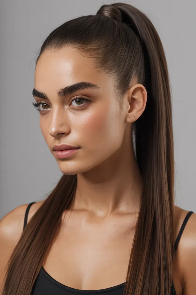 High Sleek Ponytail with Straight Hair