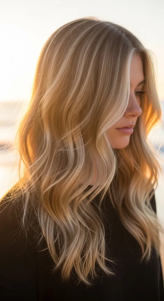 Honey Blonde with Soft Beach Waves