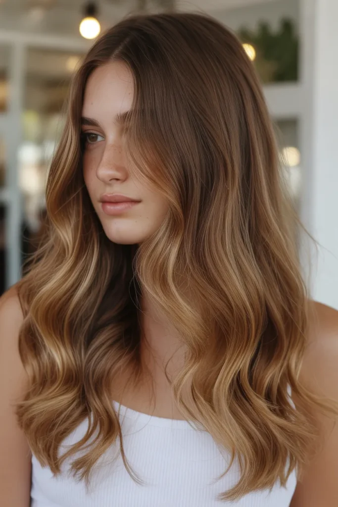 Honey Brown Balayage with Natural Blend