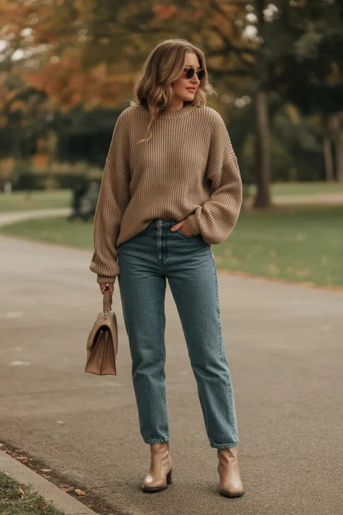 Knit Sweater with Straight-Leg Jeans