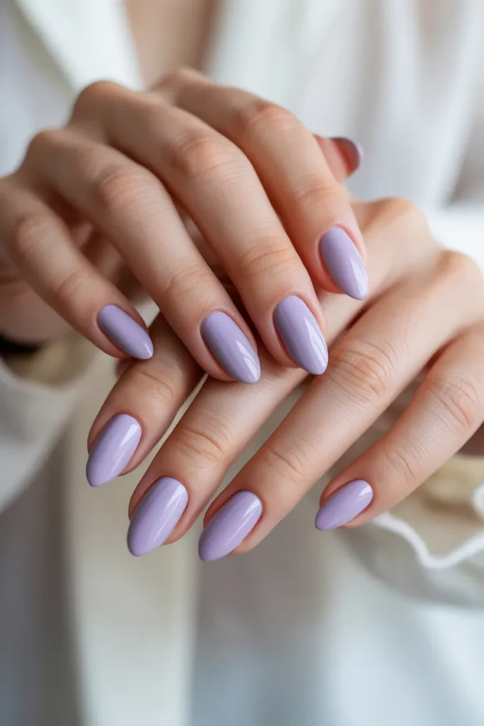Lavender Almond Nails With Matte Finish