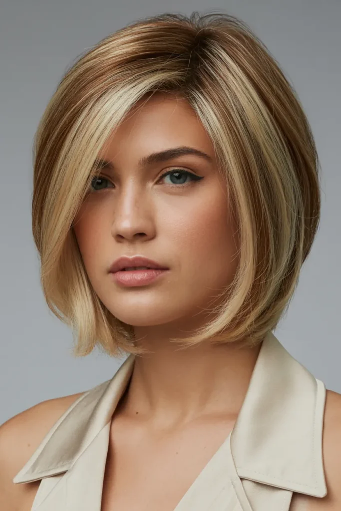 Layered Bob with Deep Side Part