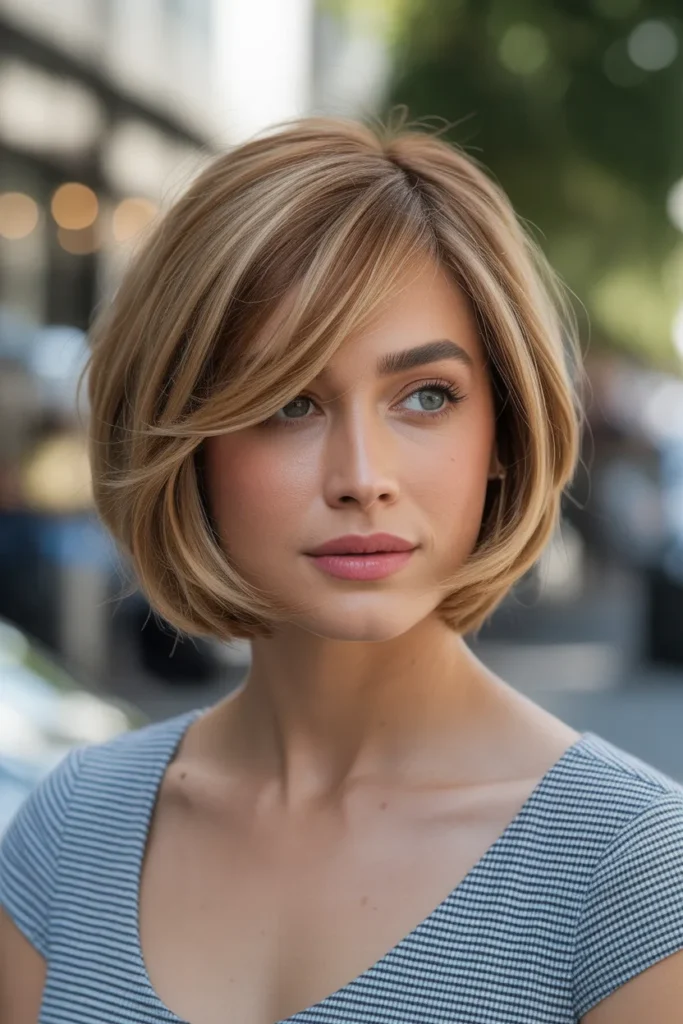 Layered Bob with Side-Swept Bangs