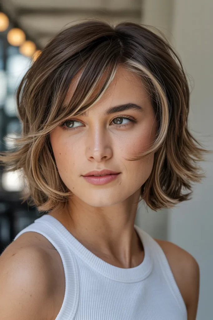 Layered Bob with Side-Swept Bangs