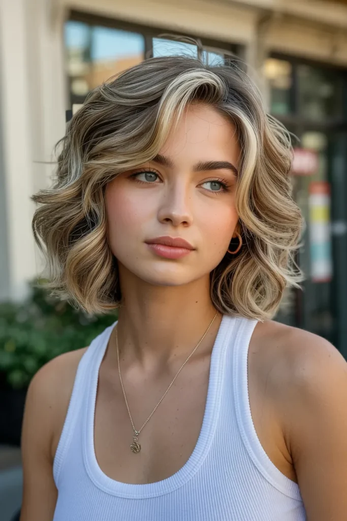 Layered Bob with Soft Beach Waves